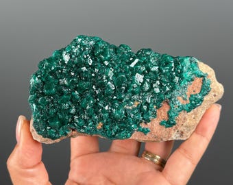 Green Dioptase Crystal Specimen (Two-sided Crystallization)