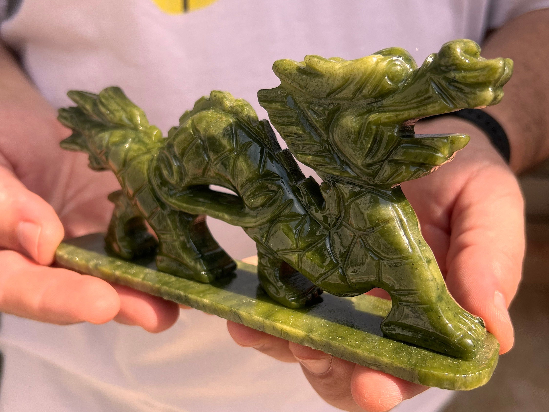 Green Jade Dragon Carving: Feng Shui Luck, 17cm - Etsy
