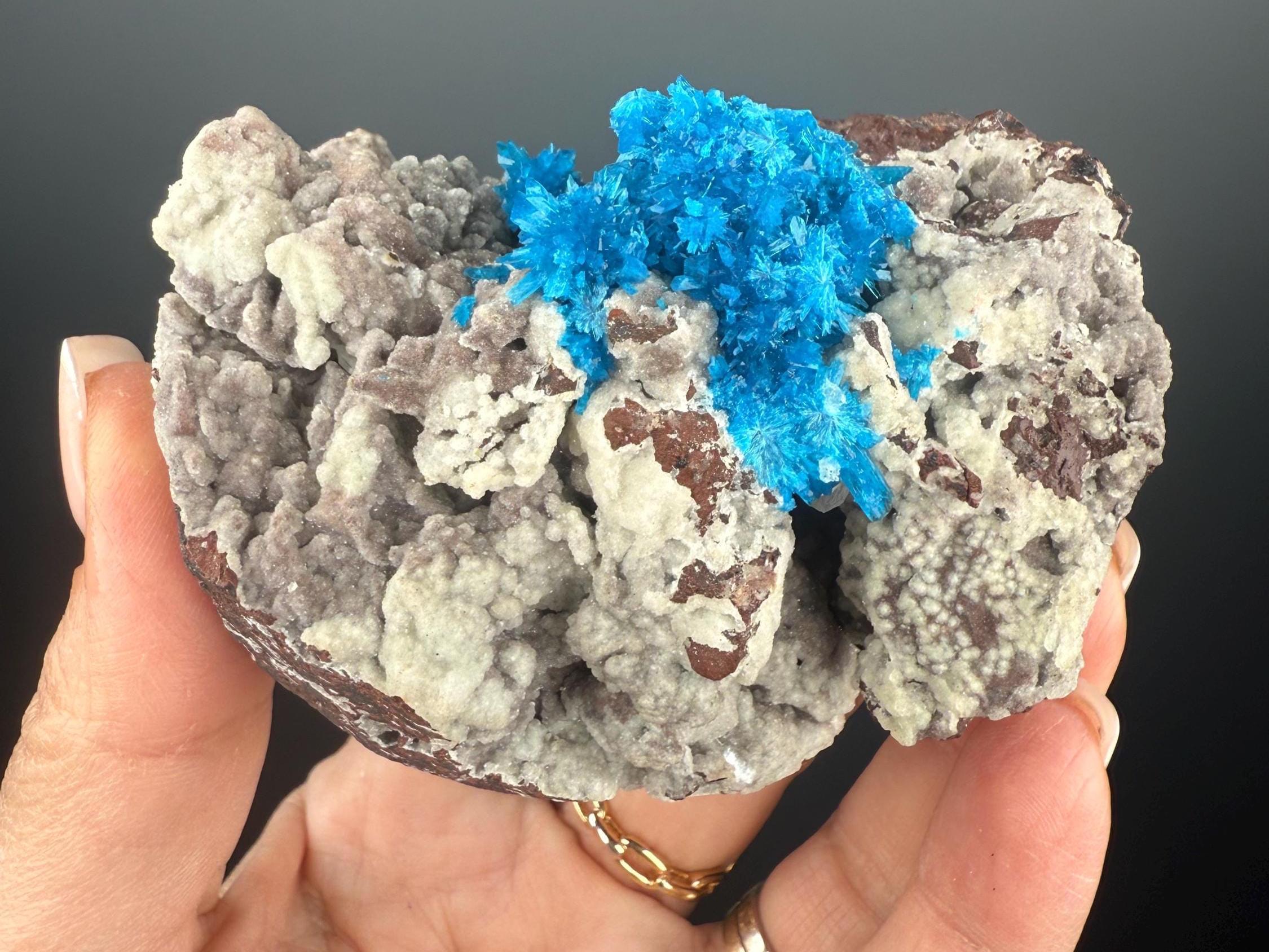 鮮やかなブルーのカバンサイト結晶クラスター、鉱物標本 - Etsy 日本