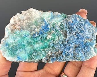 Druzy  Blue Shattuckite with Quartz Crystal Specimen