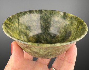 Beautiful Handmade Green Jade Bowl, Green Jade Antique Chinese Bowl