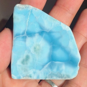 Blue Larimar,  Raw Larimar Slab With Ocean Patterns