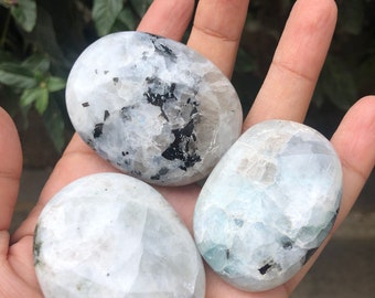 Set of 3 Polished Moonstone Palm Stones
