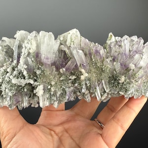 Phantom Amethyst with Chlorite Quartz and Calcite Crystal