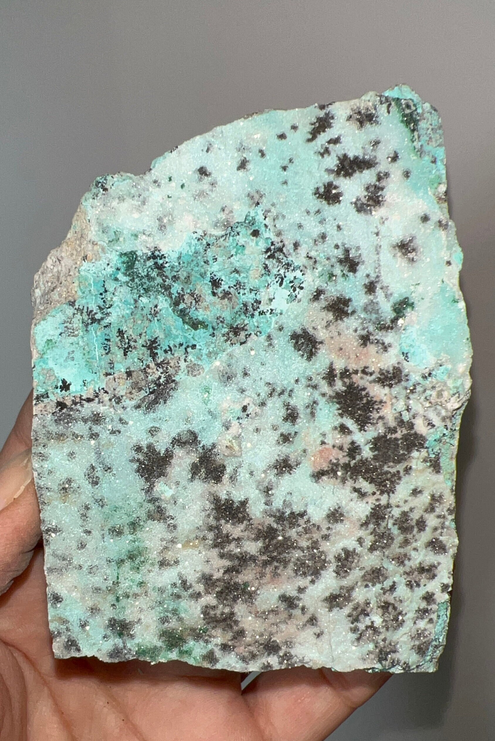 Druzy  Blue Chrysocolla with Dendritic Malachite and Manganese Specimen