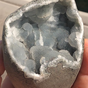 Lovely piece!Druzy Chalcedony Crystal Balls Geode, Chalcedony Crystal,Self-Standing