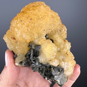 Yellow Stellerite with Green Epidote Crystal Specimen