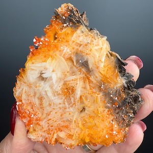 White Barite with Red Vanadinite Crystal Specimen