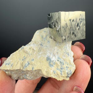 Pyrite Cube on Matrix! Cubic Form Pyrite Crystal, Cubic Pyrite Mineral Specimen