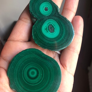 Set of 2! Polished  Green Malachite Slabs, % 100 Natural