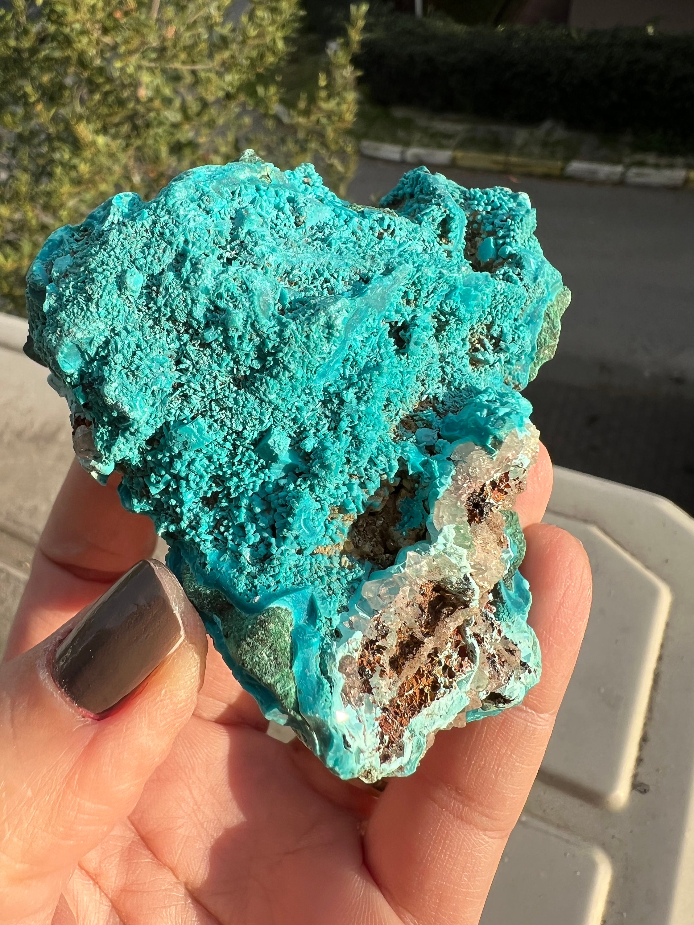 Amazing Rare Pseudomorph Blue Chrysocolla After Malachite Very Nice Blades & Rich Blue Color