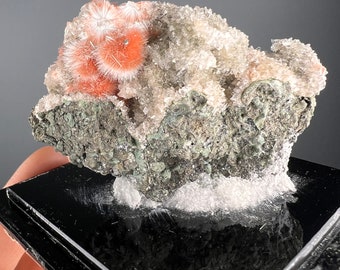 Oranje thomsonietmonster, natuurlijk zeolietmineraal uit India