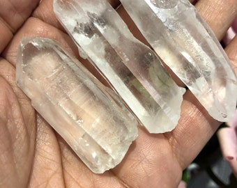 SET OF 3! Natural Lemurian  Raw QUARTZ Crystal Point