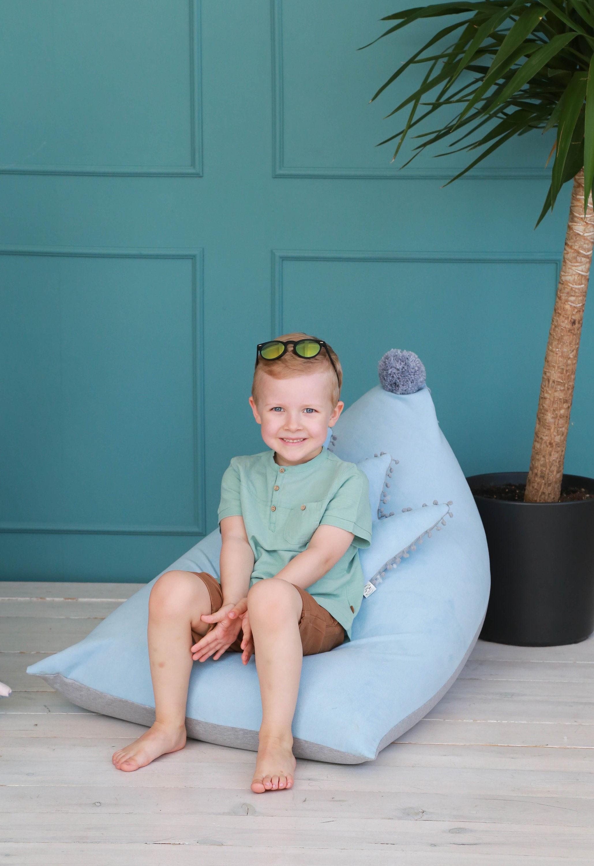 baby blue bean bag chair