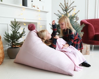 Silla de bolsa de frijoles para niños - Bolsa de frijoles para niños pequeños - Bolsa de frijoles para bebés - Silla de salón rellena - Silla de piso para niños - Tumbona de bolsa de frijoles - Pouffe para niños