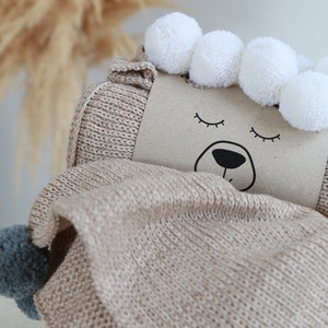 Merino 100% wool blanket, handmade blanket, chunky blanket, baby blanket, wool blanket, merino wool, baby girl shower, knitted Blanket image 2