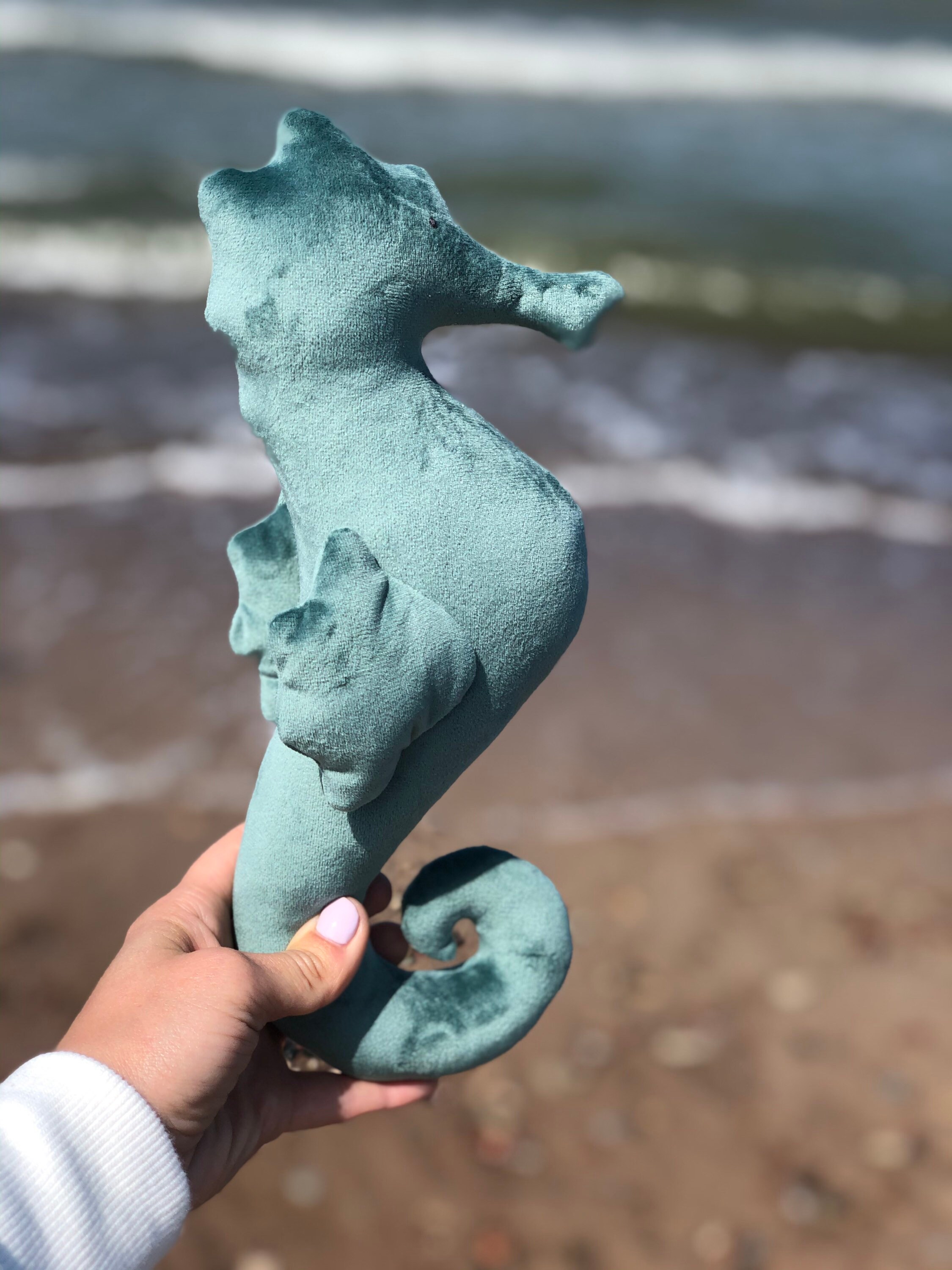 Velvet Seahorse Stuffed Nautical Toy Under the Sea Plush Etsy