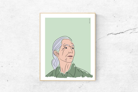 Printable Jane Goodall Portrait Art Print Poster Digital | Etsy