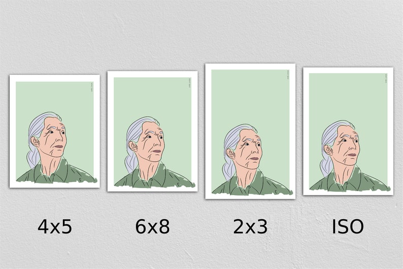 Printable Jane Goodall Portrait Art Print Poster Digital Instant ...