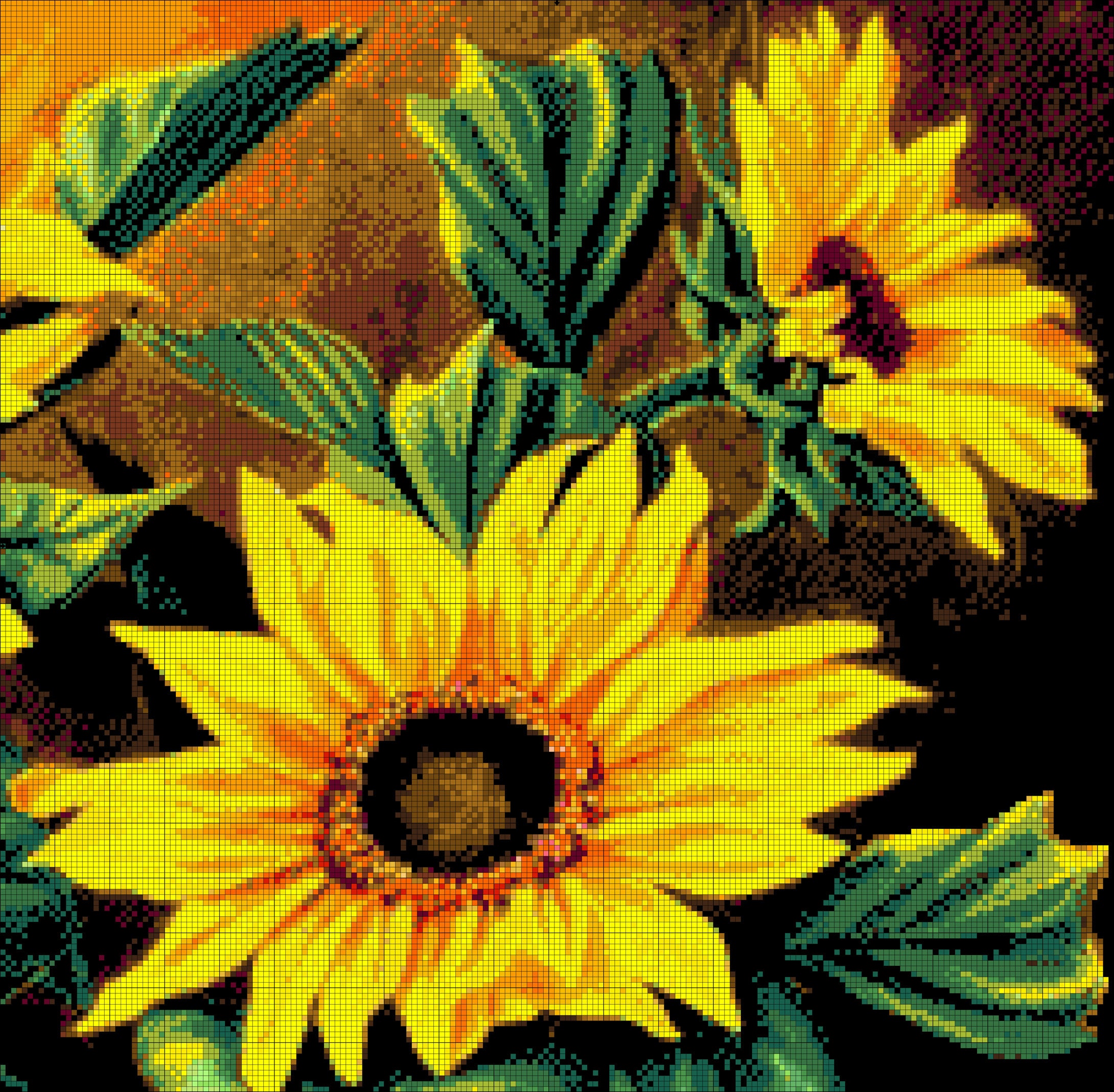 Kit Ricamo Con Perline Girasole Fai-da-Te - 11CT Con Tessuto Prestampato, Perline Colorate E Istruzioni, 30x40cm (Senza Cornice)