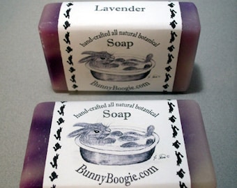 Gift for Rabbit Lover, 2 large soap bars, Rabbit Owner Gift, Hand-crafted Soap, Lavender Soap, Botanical Soap, Bunny Boogie, Made in USA