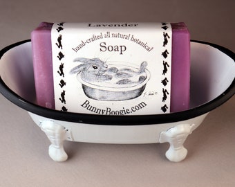 Gift for Rabbit Lover, Bathtub soap dish, 1 large soap bar, Rabbit Owner Gift, Hand-crafted Soap, Lavender Soap, Botanical Soap, Made in USA