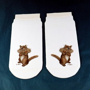 Women&#39;s Socks, Chipmunk Socks, Chipmunk Art, Print of Original Art, Wearable Art, Chippy Socks, Art on Socks, Chipmunk Lovers Gift, Chip