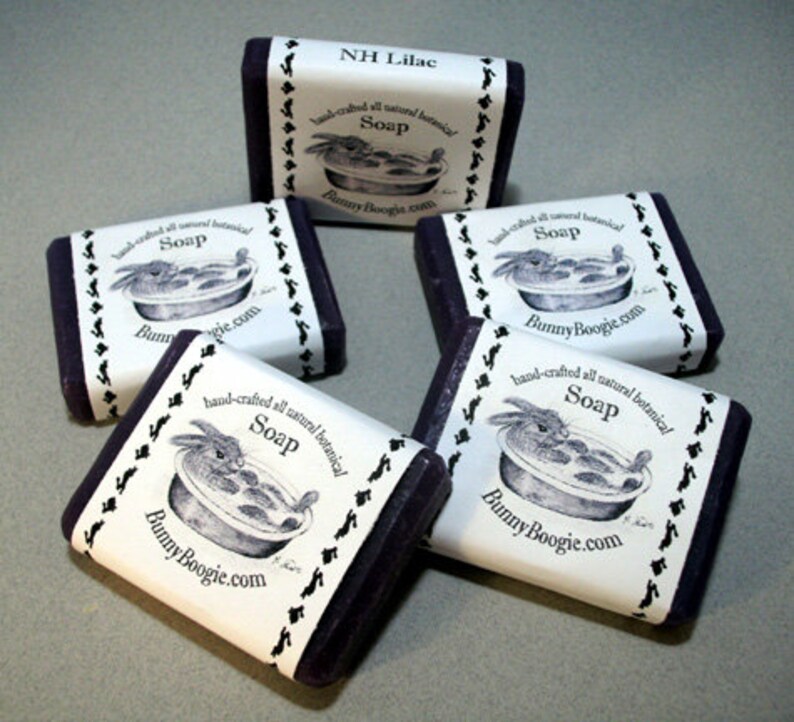 Guest Bathroom Soap, 5 Small Soap Bars, Handcrafted Soap, NH Lilac Soap, Botanical Soap, Bunny