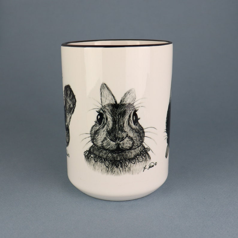 Adorable Bunny Sketches, Bunny Mug, Rabbit Mug, Cute Rabbit Drawing, Gift for Bunny Lover, Gift for Rabbit Owner, Bunny Lovers Gift, USA image 2