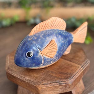 Speckled blue fish ornament decor