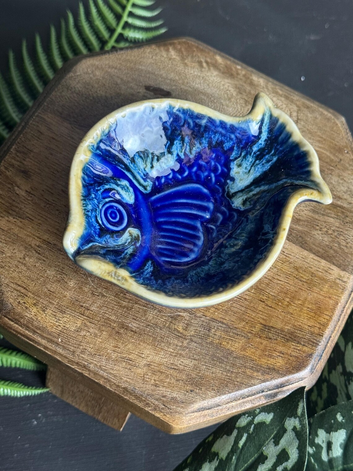 Handmade Blue Fish Shaped Ceramic Dish – Ocean Inspired Pottery Trinket ...