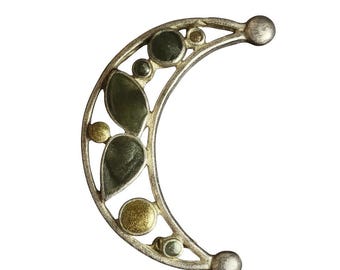 Broche Ancienne Fine émaillée Motif Croissant De Lune Alsace - En Cuivre - Occasion Bon état