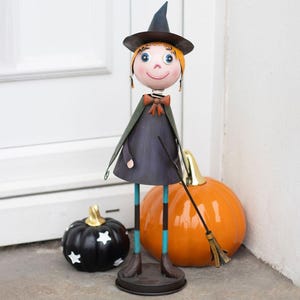 Metal Witch Ornament with Broom