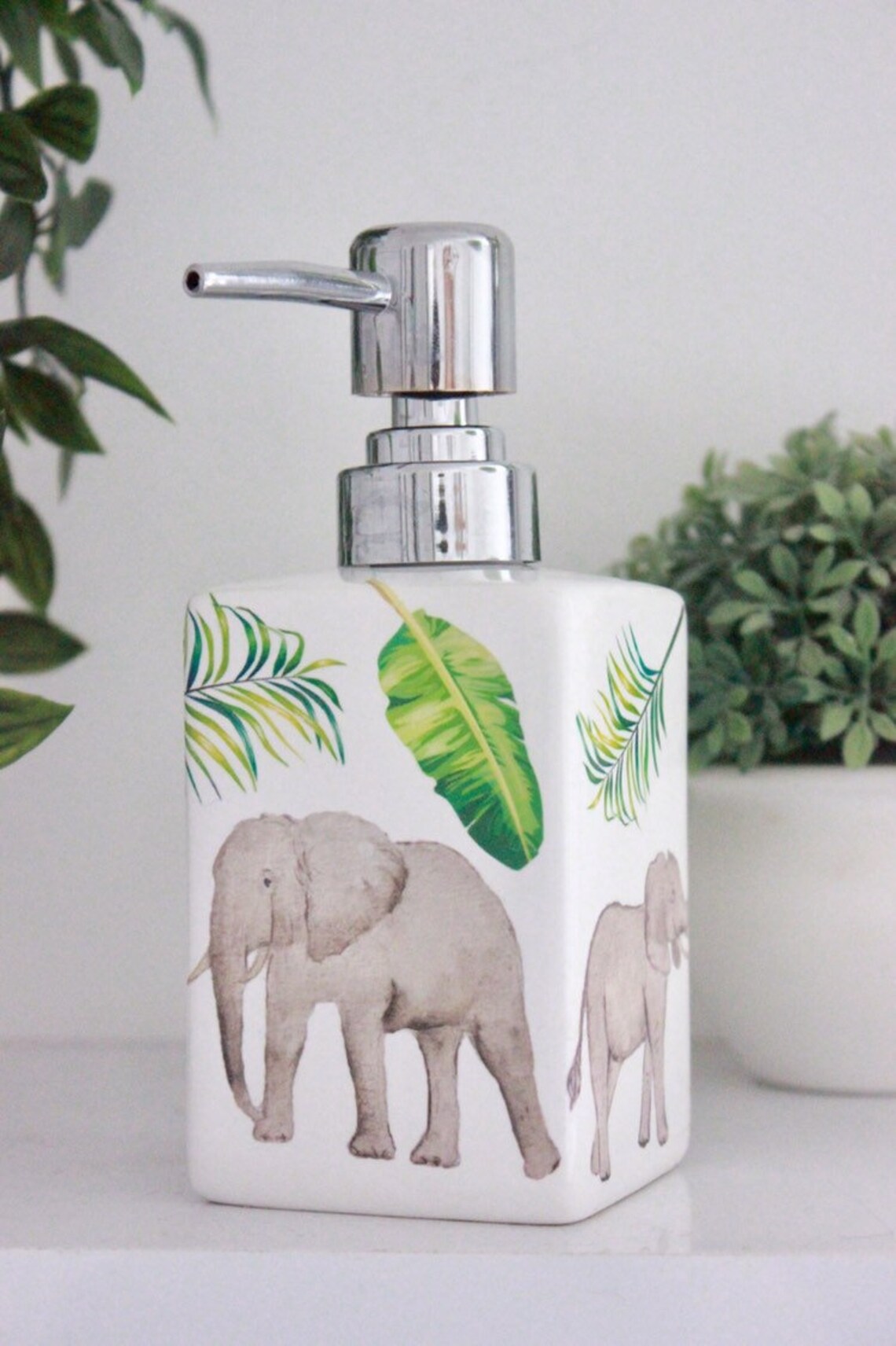 Elephant soap dispenser Elephant bathroom decor Safari soap Etsy