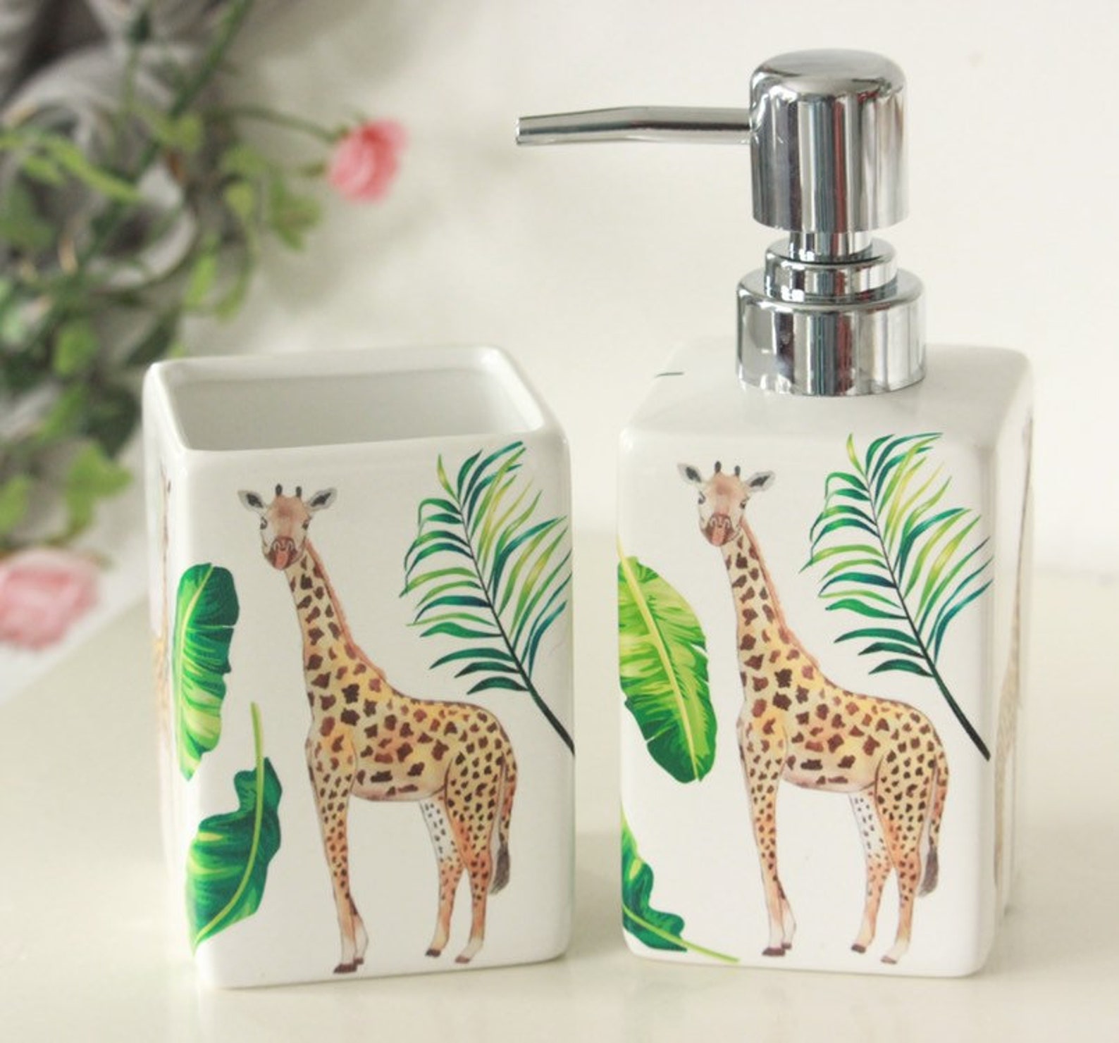 Giraffe Soap Dispenser Safari Bathroom Soap Dispenser Hand Etsy