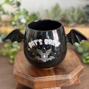 Bats Brew winged novelty black gothic mug
