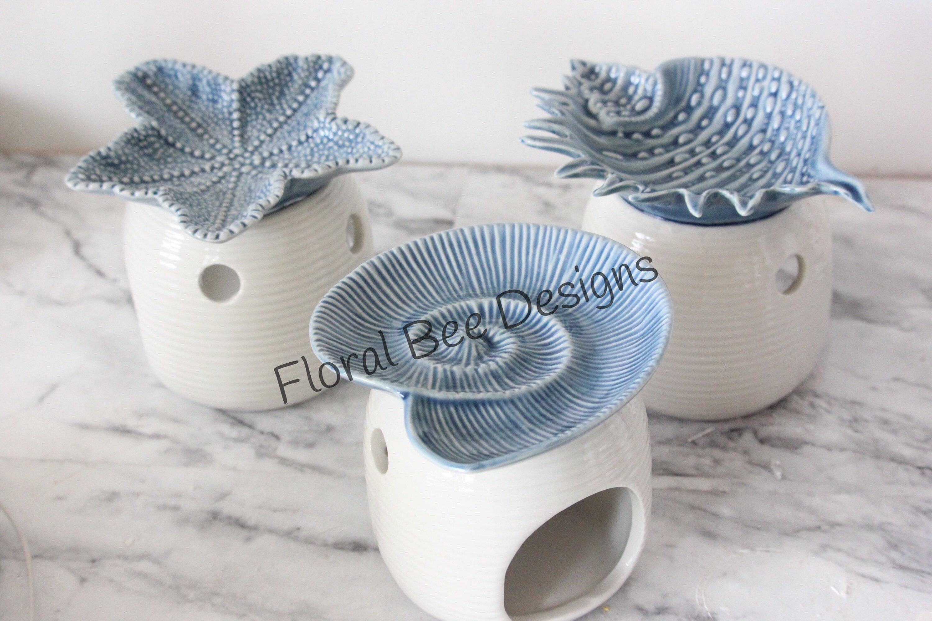 Blue Ceramic Shell Wax Burner, Nautical Tea Light Holder, Free Uk ...