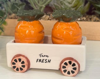 Novelty carrot salt and pepper shakers