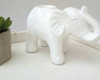 Large Elephant Ceramic Wax Melter - White