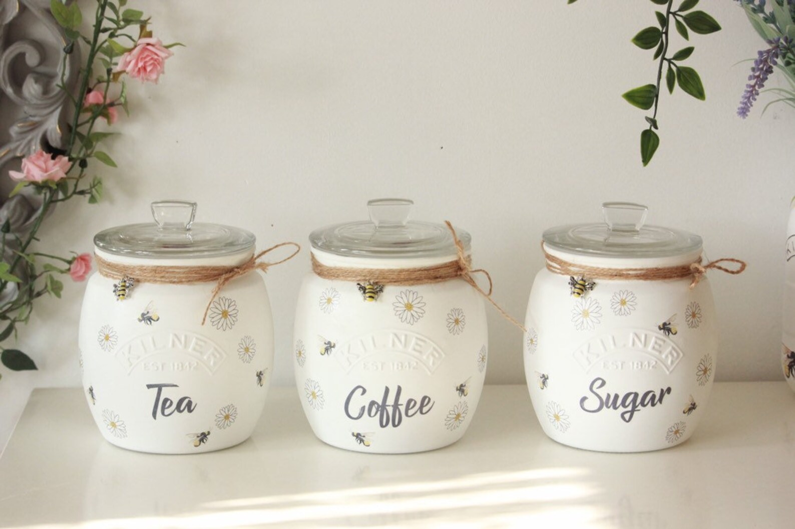 Kilner Tea Coffee Sugar Canisters Kilner Kitchen Storage Etsy UK