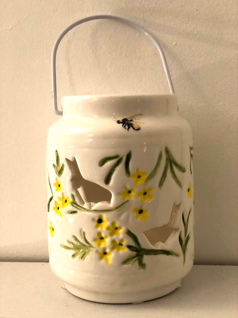Tea light holder bee lantern floral bee lantern daisy tea Etsy