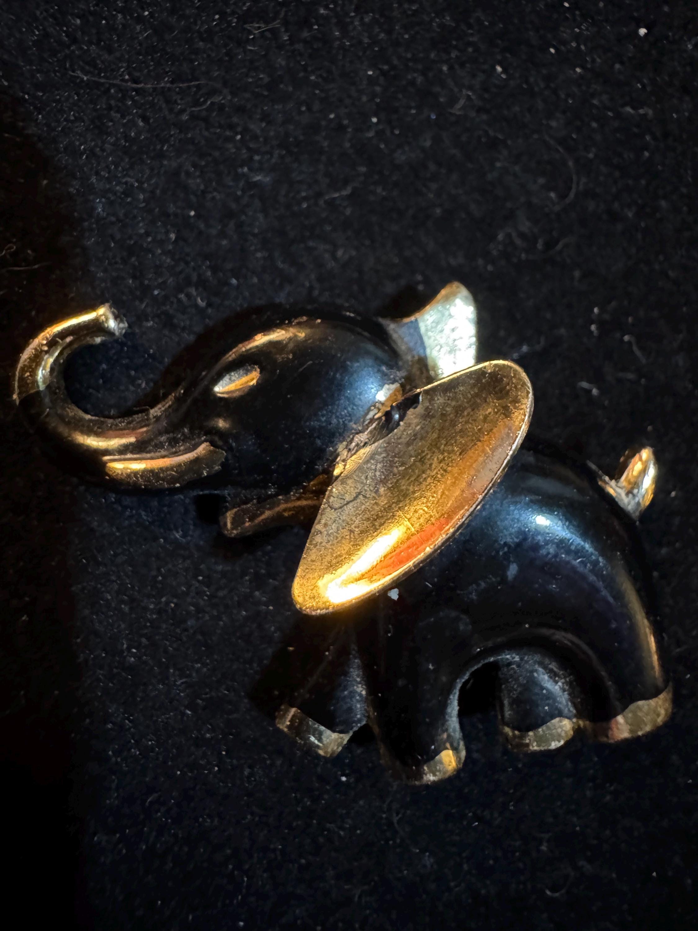 Broche éléphant En Alliage Doré - Bijou Fantaisie Vintage - Occasion Bon état