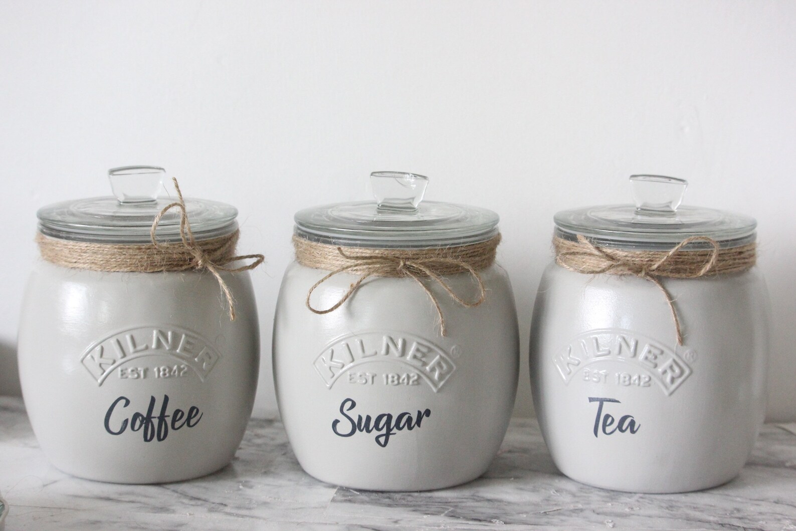 Kilner Tea Coffee Sugar Canisters Kilner Kitchen Storage Etsy