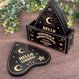 Black Talking Board Planchette Coaster Set