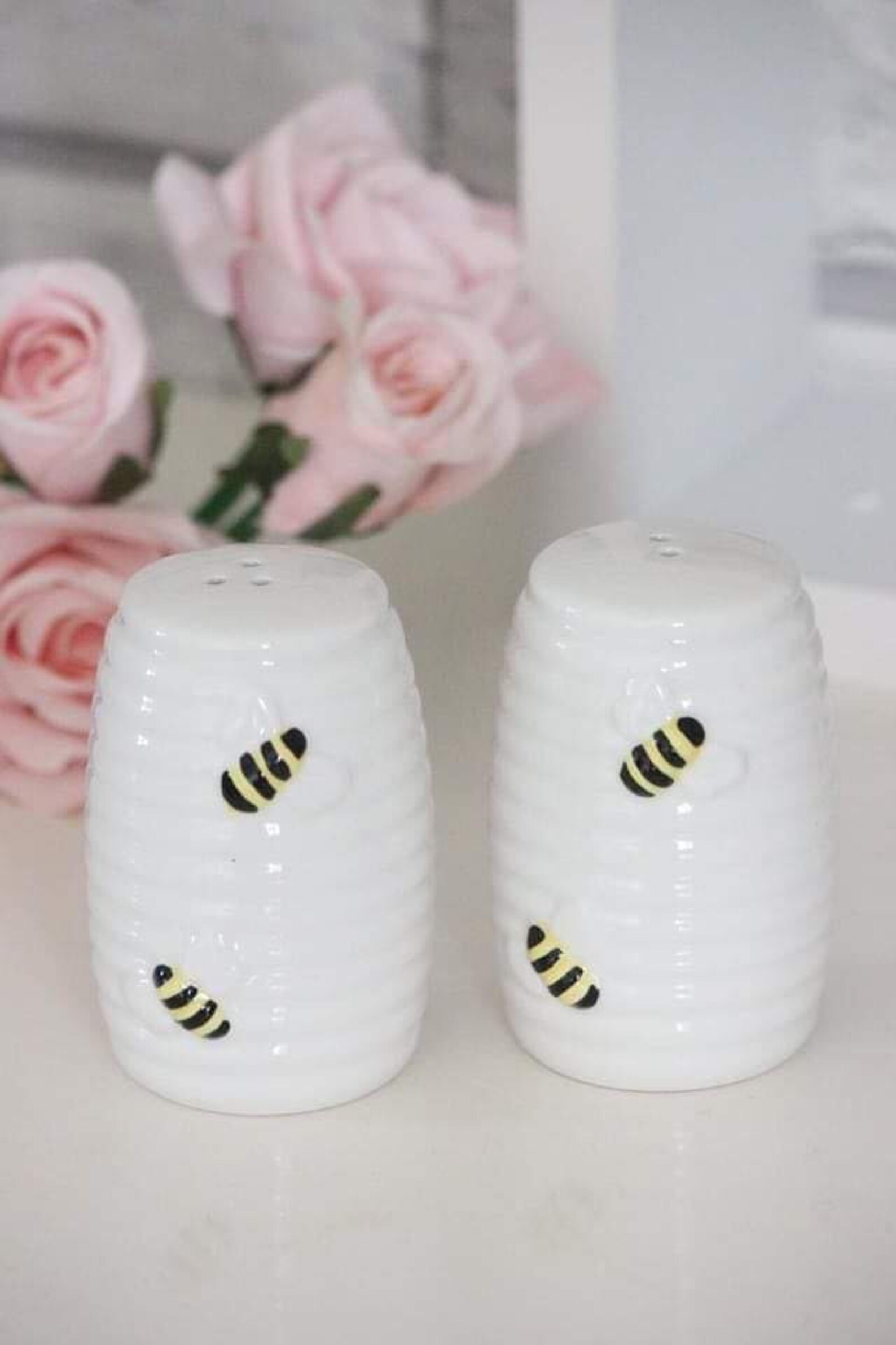 Bee salt and pepper shakers honey bee bee decor bee kitchen Etsy