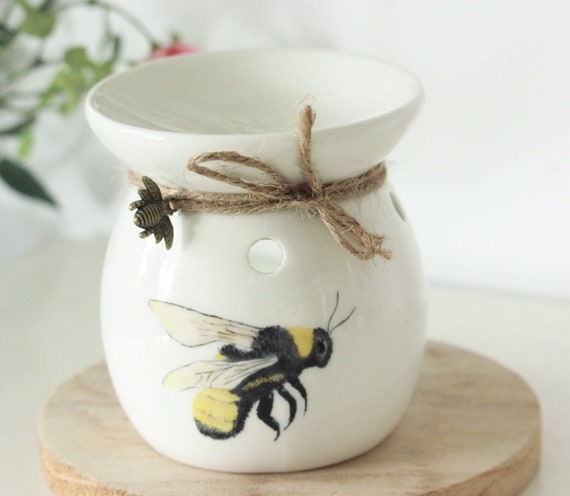 bee tealight holder bumble bee decor Bumble bee ceramic burner Bee inspired wax burner bee warmer bee melts