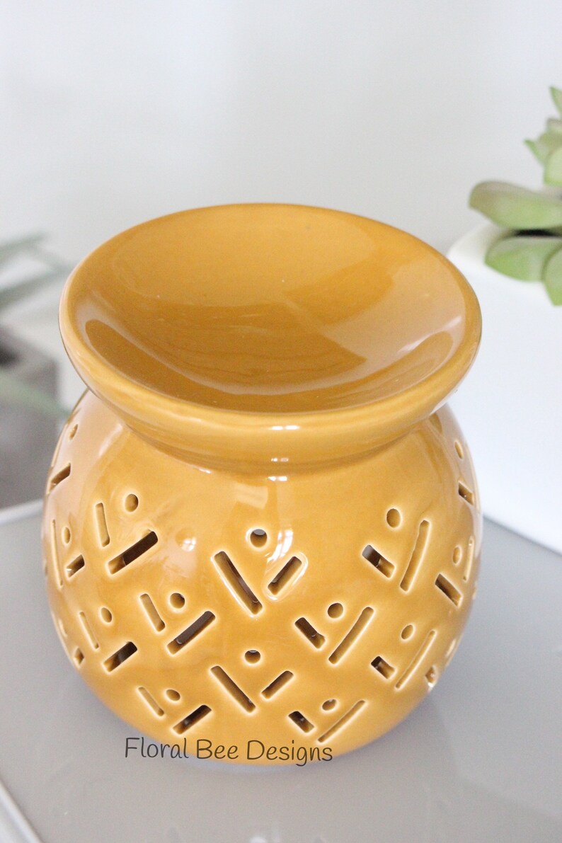 Wax Burner Yellow Wax Burner Mustard Oil Burner Black Wax Etsy