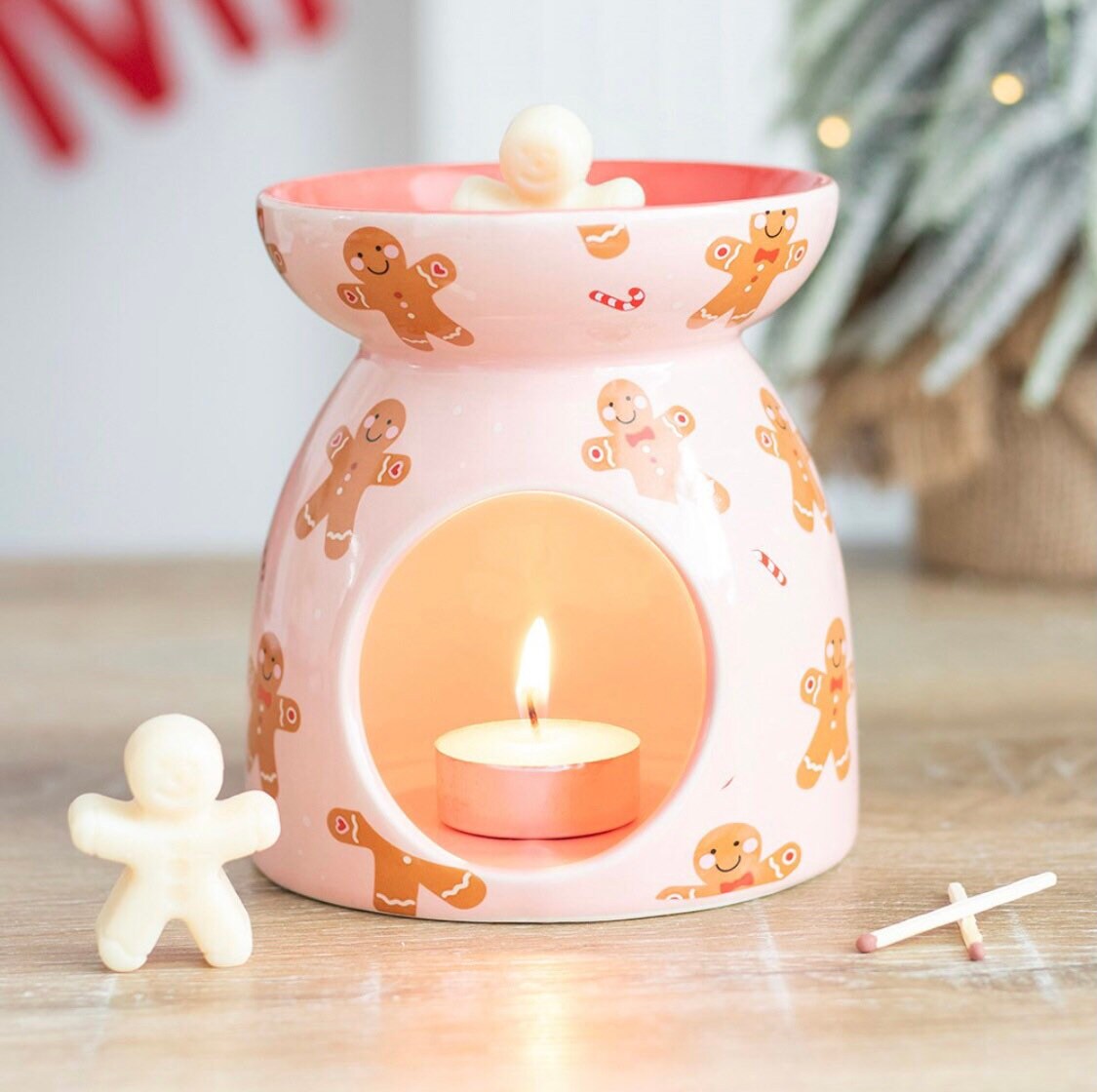 Gift Set - Gingerbread Wax Melter with Wax Melts and Tea Lights