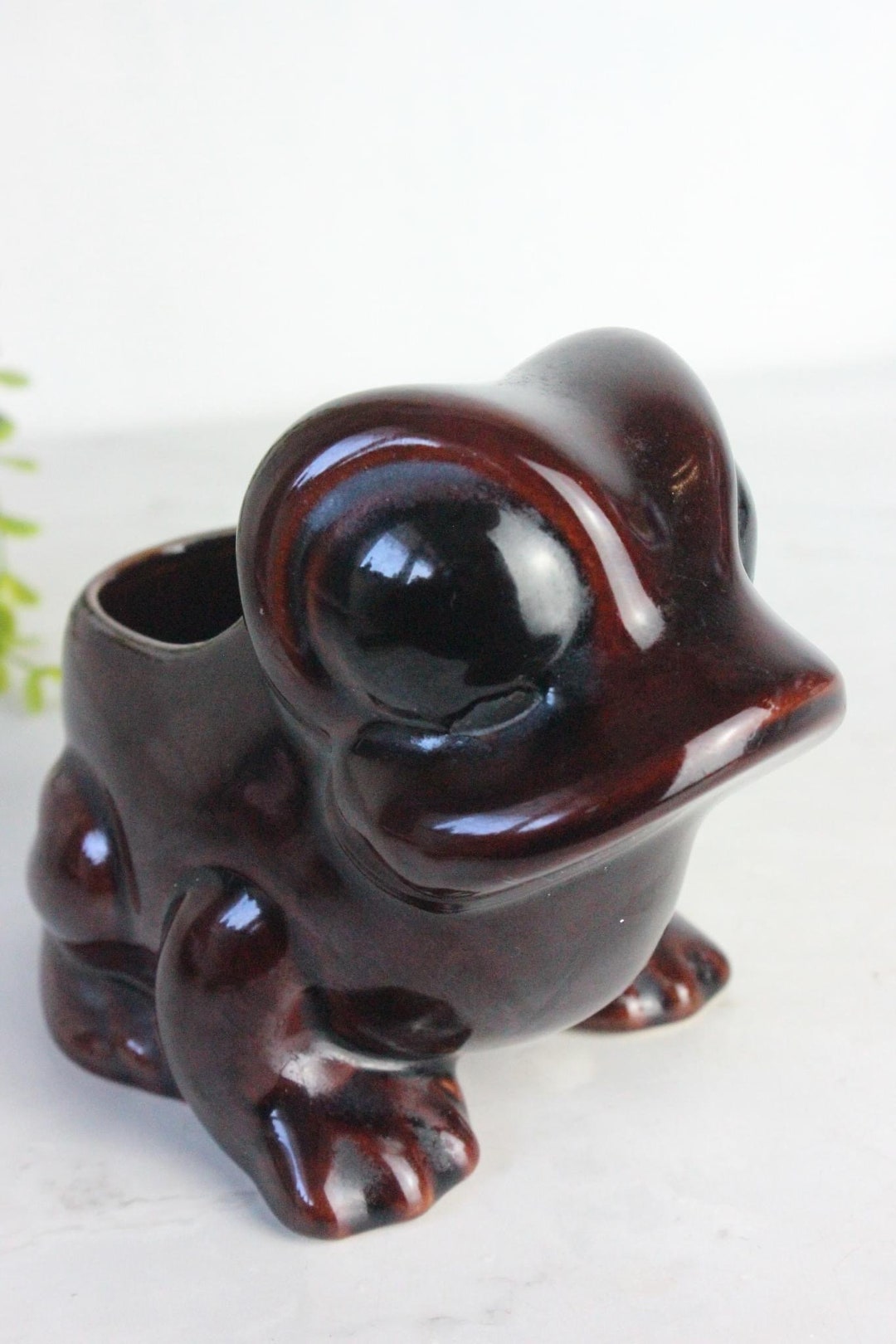 Denmead Pottery Brown Ceramic Frog Planter, Made in England 1970s Etsy