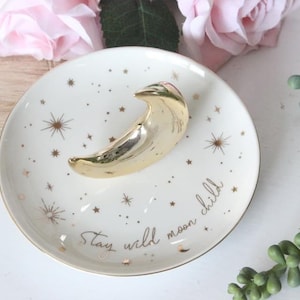 Crescent moon celestial trinket dish gift for her